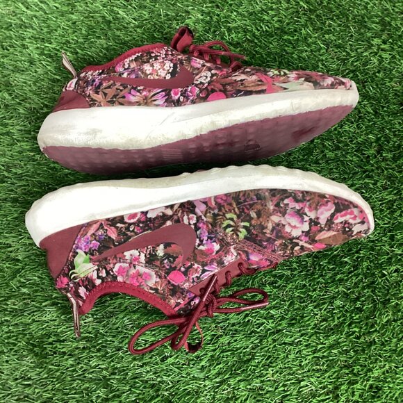 Nike Roshe Two Burgundy Floral Print Running Shoes 9 - Picture 7 of 11